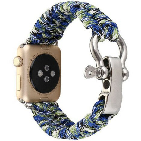 Curea iUni compatibila cu Apple Watch 1/2/3/4/5/6/7, 40mm, Elastic Paracord, Rugged Nylon Rope, Blue