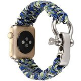 Curea iUni compatibila cu Apple Watch 1/2/3/4/5/6/7, 44mm, Elastic Paracord, Rugged Nylon Rope, Blue